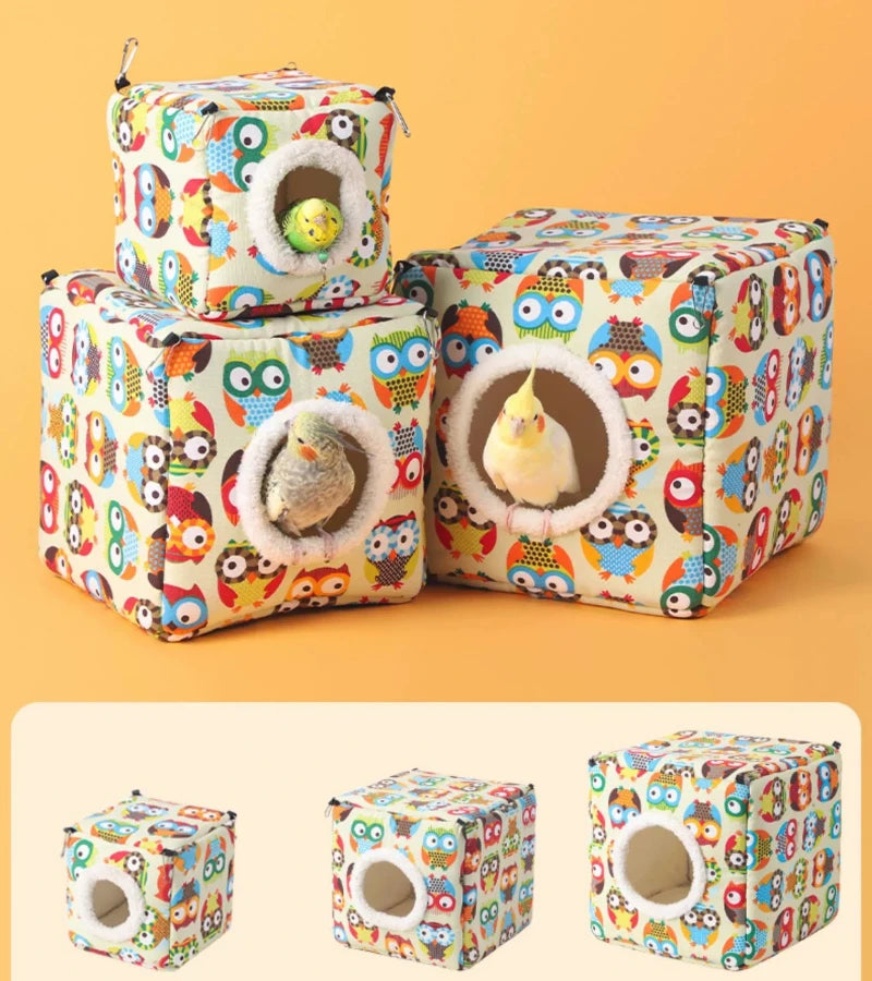 Winter Bird Bed – Arctic Velvet Warm Mat with Stable Hooks for Cages & Windows