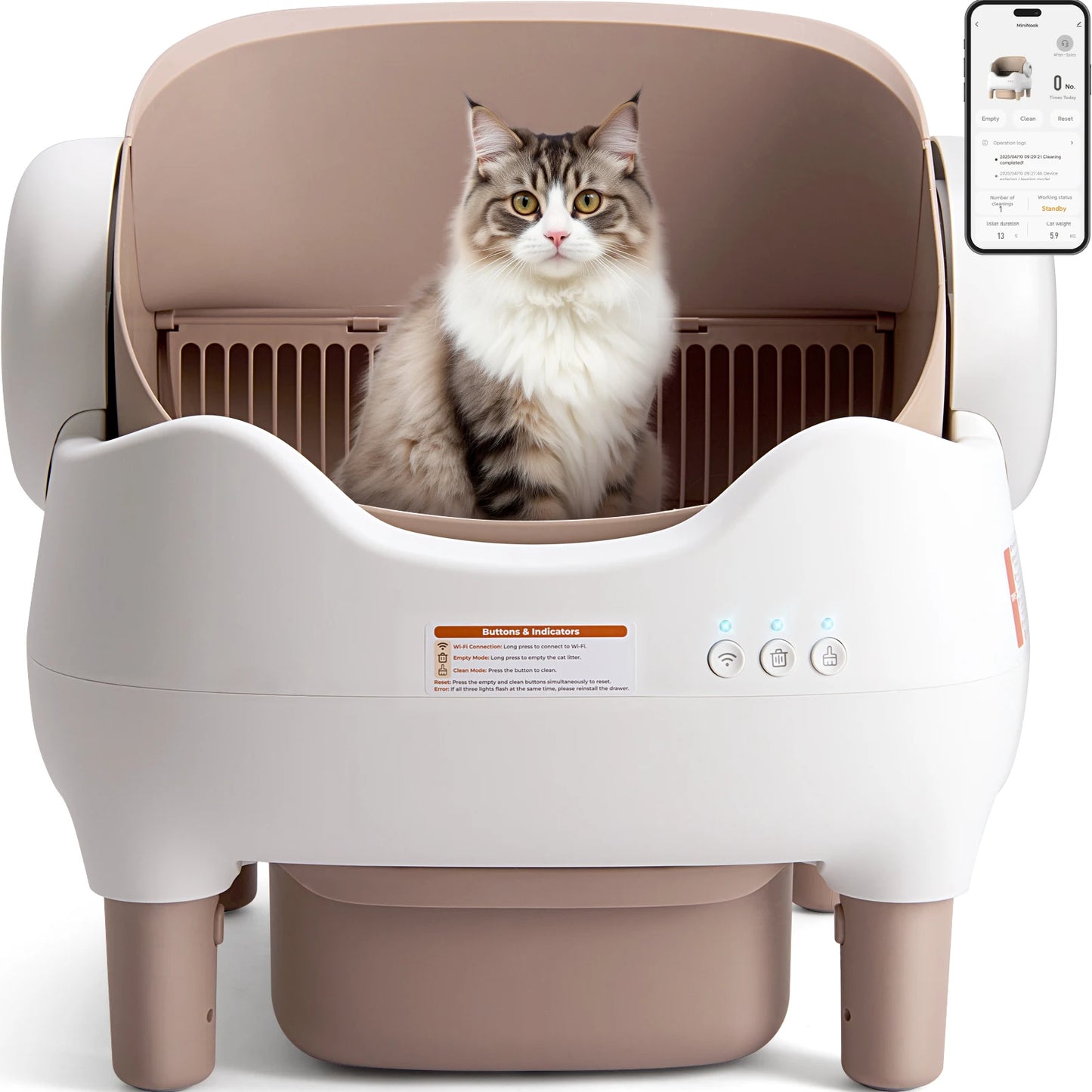 Automatic Self-Cleaning Litter Box – Odor-Free, App-Controlled, Open-Top for Multiple Cats