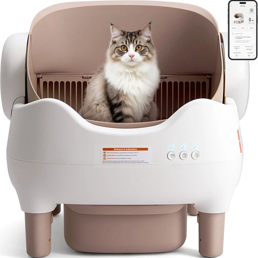 Automatic Self-Cleaning Litter Box – Odor-Free, App-Controlled, Open-Top for Multiple Cats