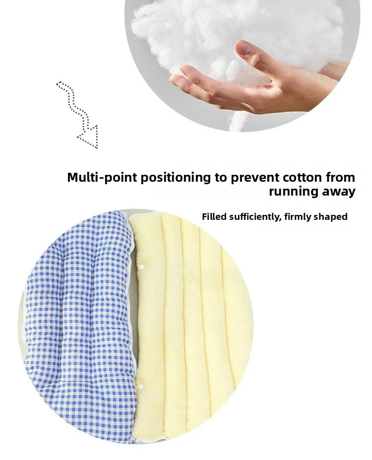 Winter Cat & Dog House – Closed Warm Plush Bed with Detachable Plaid Cover