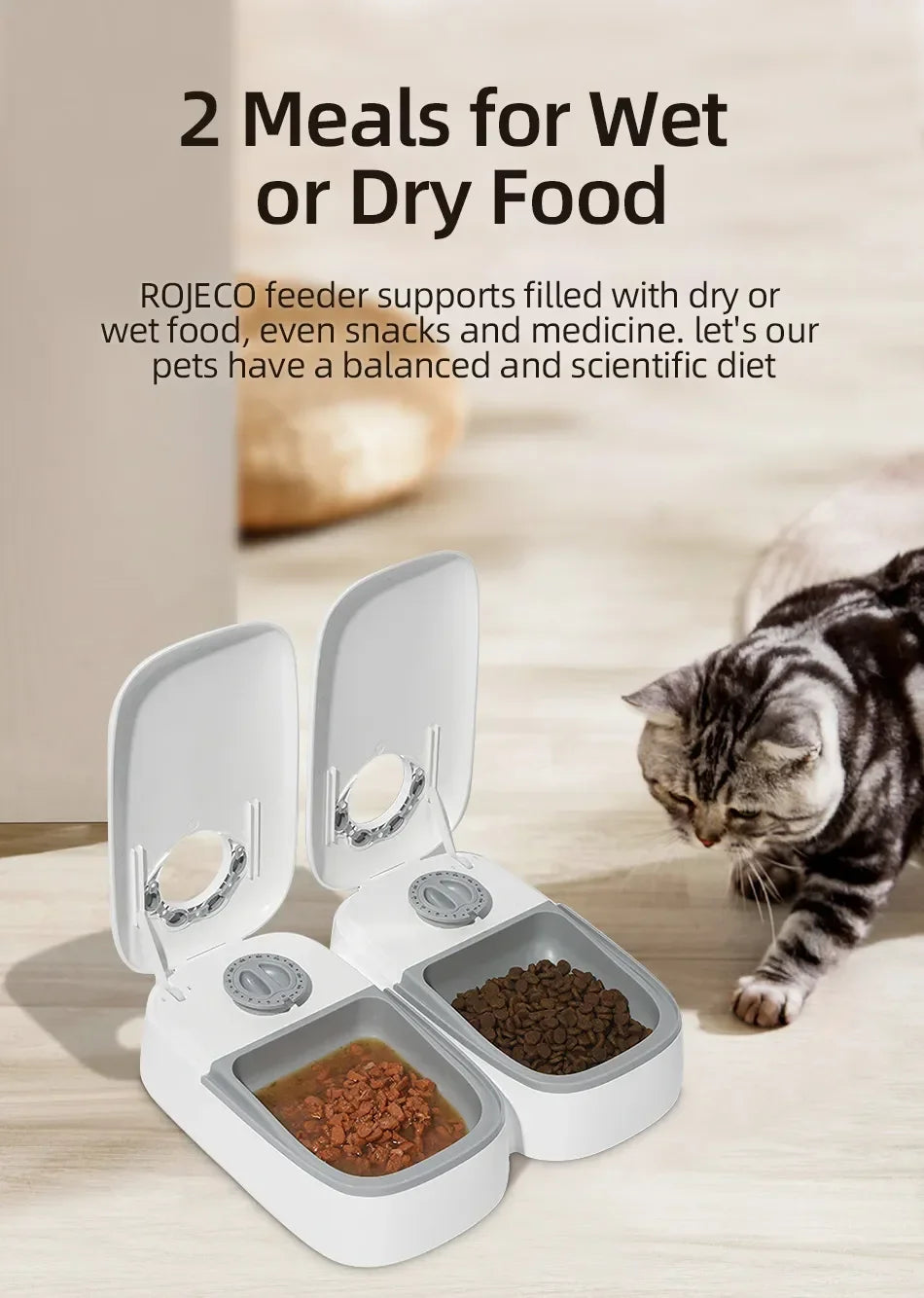 2-Meal Automatic Pet Feeder – Smart Dual Bowls for Dogs & Cats