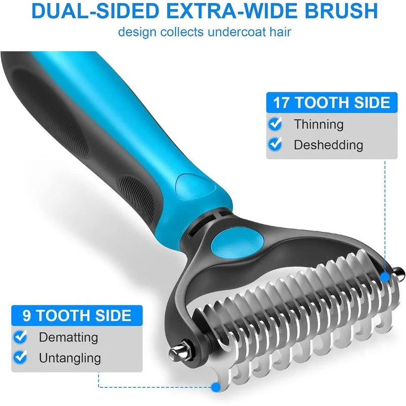 Stainless Pet Grooming Brush – Deshedding, Fur Removal & Knot Cutter for Dogs & Cats