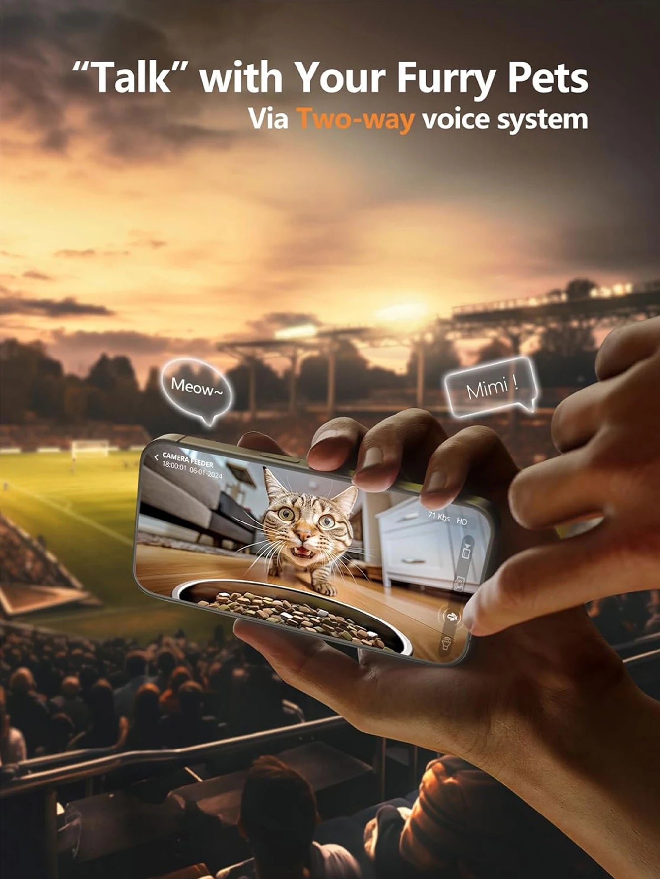 8L Smart Automatic Cat Feeder with 1080P Camera – WiFi & Voice Control