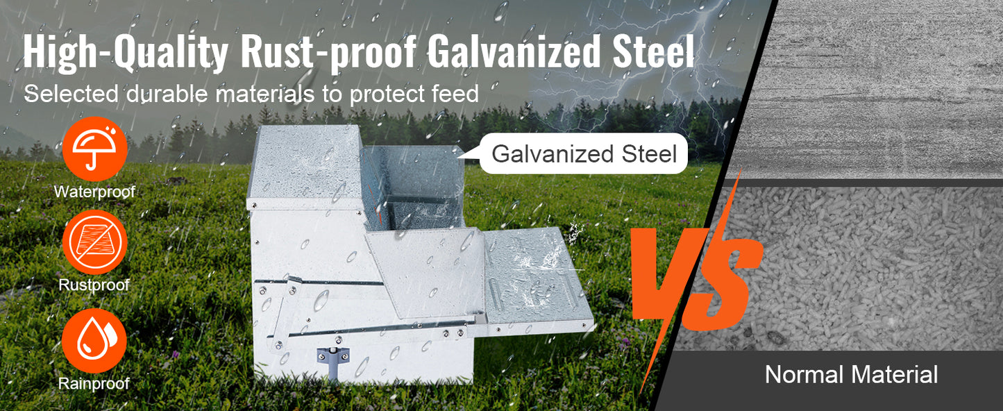 Automatic Chicken Feeder 25 lb Capacity – Galvanized Steel Poultry Feeder for Up to 10 Chickens